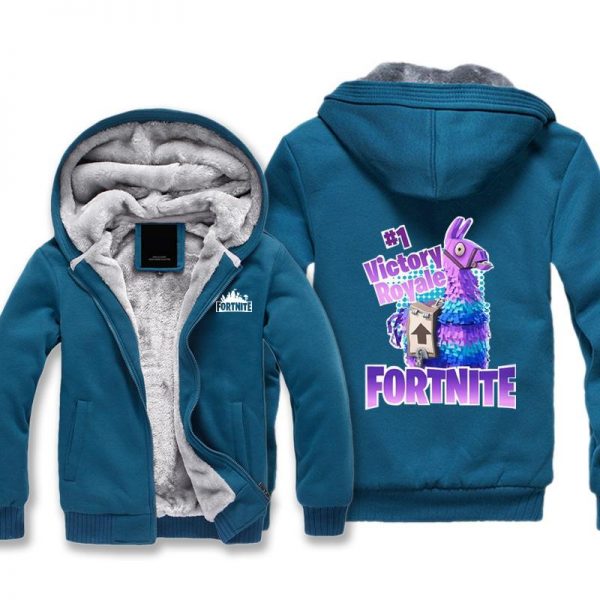 Fortnite Jackets - Solid Color Fortnite Game Victory Royale Rainbow Horse Icon Fleece Jacket