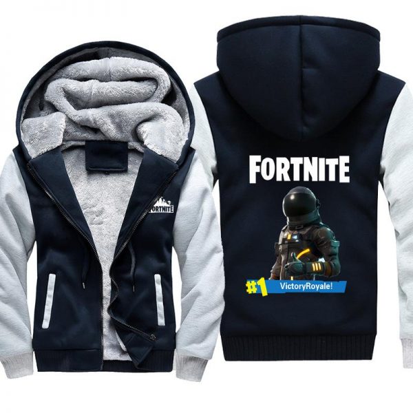 Fortnite Jackets - Solid Color Fortnite Game Victory Royale Warrior Icon Fleece Jacket