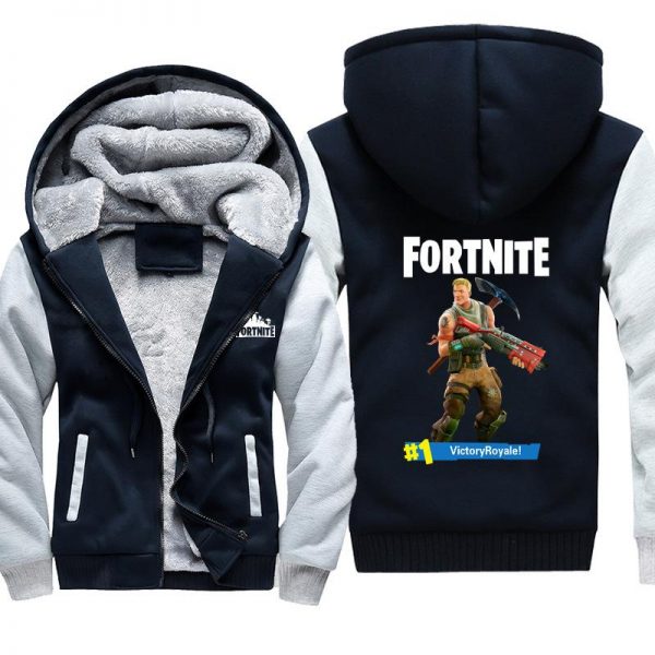 Fortnite Jackets - Solid Color Fortnite Game Victory Royale Warrior Icon Fleece Jacket