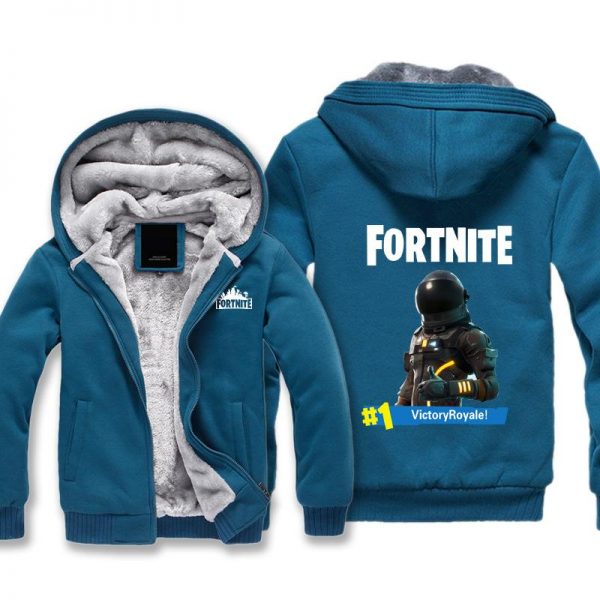 Fortnite Jackets - Solid Color Fortnite Game Victory Royale Warrior Icon Fleece Jacket