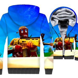 Fortnite Jackets - Solid Color Fortnite Merry Marauder Series Super Cool 3D Fleece Jacket
