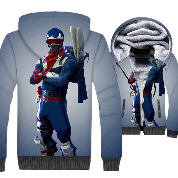 Fortnite Jackets - Solid Color Fortnite Series Alpine Ace(USA) Super Cool 3D Fleece Jacket