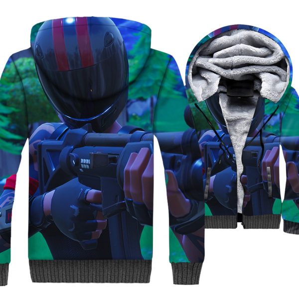 Fortnite Jackets - Solid Color Fortnite Series BURNOUT Super Cool 3D Fleece Jacket