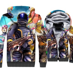 Fortnite Jackets - Solid Color Fortnite Series DARK VANGUARD Cartoon Super Cool 3D Fleece Jacket