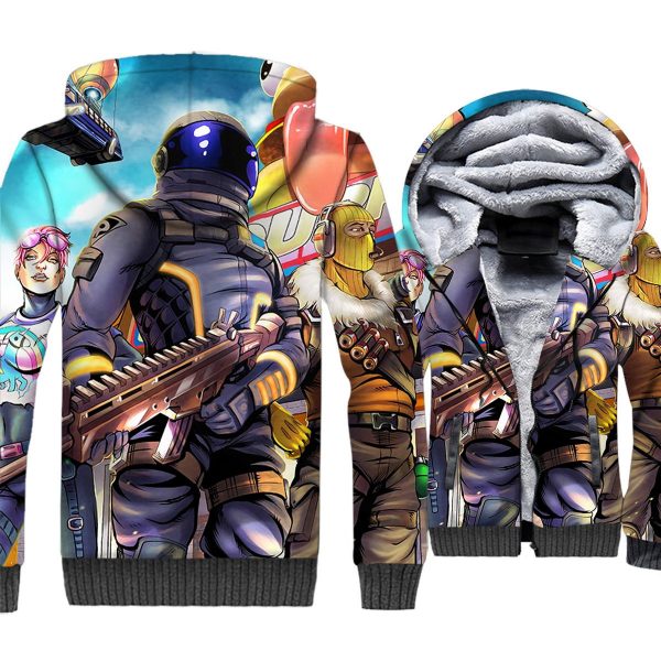 Fortnite Jackets - Solid Color Fortnite Series DARK VANGUARD Cartoon Super Cool 3D Fleece Jacket