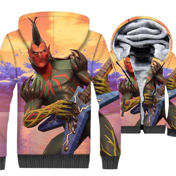 Fortnite Jackets - Solid Color Fortnite Series Demon Warrior Super Cool 3D Fleece Jacket