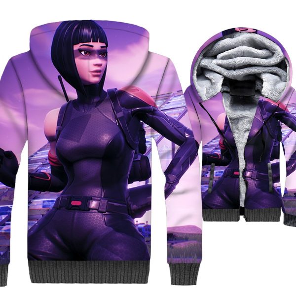 Fortnite Jackets - Solid Color Fortnite Series Energy Thief Mari Super Cool 3D Fleece Jacket