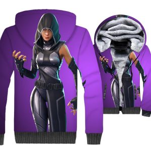 Fortnite Jackets - Solid Color Fortnite Series Female Ninja Character Super Cool 3D Fleece Jacket