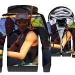 Fortnite Jackets - Solid Color Fortnite Series Female Warrior Super Cool 3D Fleece Jacket