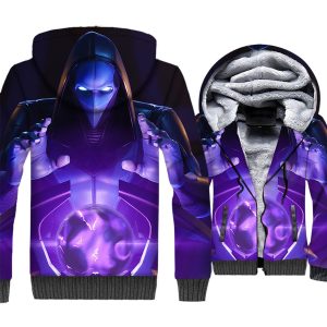 Fortnite Jackets - Solid Color Fortnite Series Game Character Omen Super Cool 3D Fleece Jacket