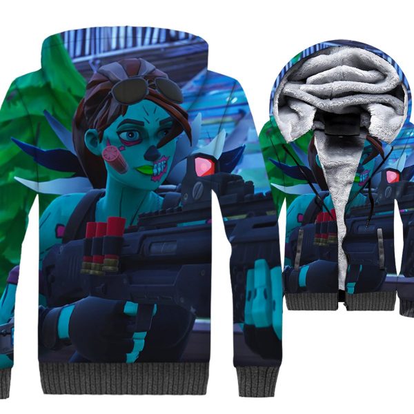 Fortnite Jackets - Solid Color Fortnite Series Marine Corpse Ramirez Super Cool 3D Fleece Jacket