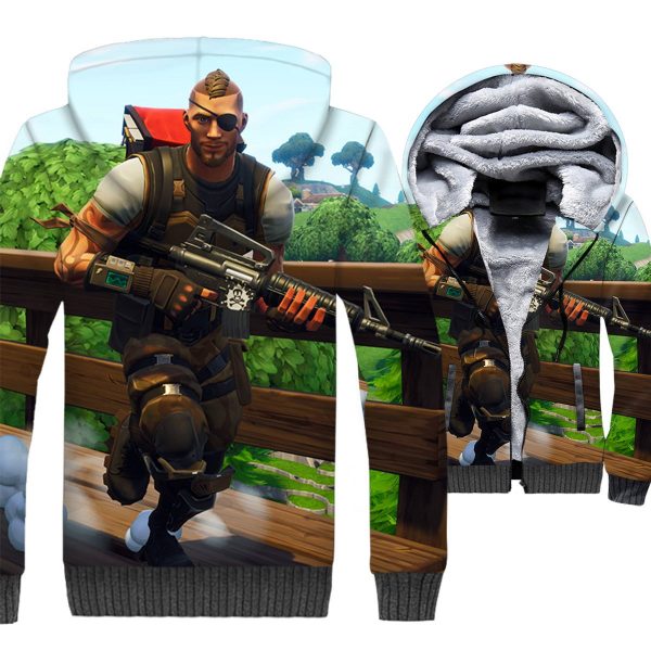 Fortnite Jackets - Solid Color Fortnite Series Midnight Ops Super Cool 3D Fleece Jacket