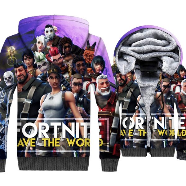 Fortnite Jackets - Solid Color Fortnite Series New Season Hero Combination Super Cool 3D Fleece Jacket