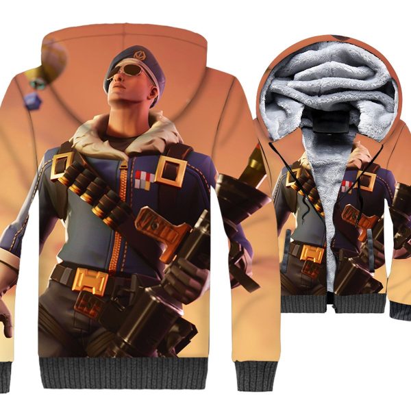 Fortnite Jackets - Solid Color Fortnite Series New Season Soldier Super Cool 3D Fleece Jacket