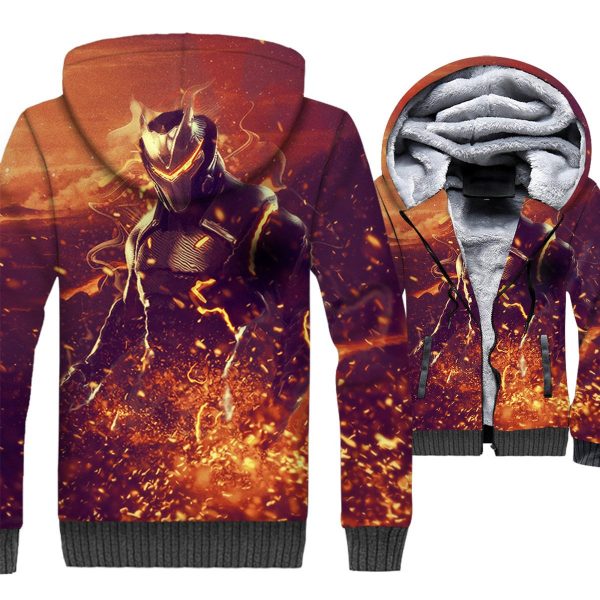 Fortnite Jackets - Solid Color Fortnite Series Omega Flame Super Cool 3D Fleece Jacket