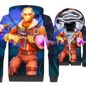 Fortnite Jackets - Solid Color Fortnite Series RAPTOR Game Character Super Cool 3D Fleece Jacket