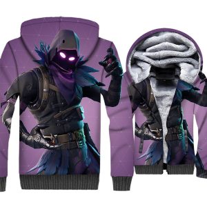 Fortnite Jackets - Solid Color Fortnite Series RAVEN Legendary Skin Super Cool 3D Fleece Jacket