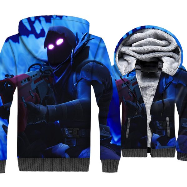 Fortnite Jackets - Solid Color Fortnite Series RAVEN Royal Competition Super Cool 3D Fleece Jacket