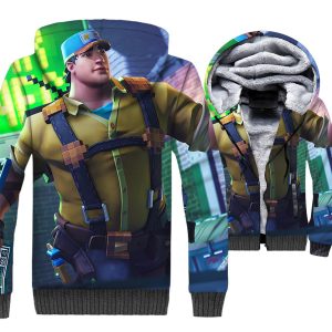 Fortnite Jackets - Solid Color Fortnite Series Riot Control Hazard Super Cool 3D Fleece Jacket
