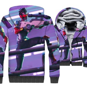 Fortnite Jackets - Solid Color Fortnite Series Special Forces Super Cool 3D Fleece Jacket