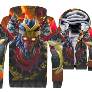 Fortnite Jackets - Solid Color Fortnite Series Super Hero WuKong Icon 3D Fleece Jacket