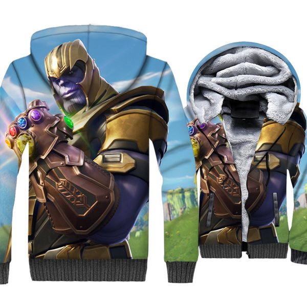 Fortnite Jackets - Solid Color Fortnite Series Thanos Super Cool 3D Fleece Jacket
