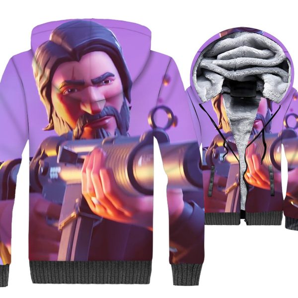 Fortnite Jackets - Solid Color Fortnite Series The Reaper Super Cool 3D Fleece Jacket