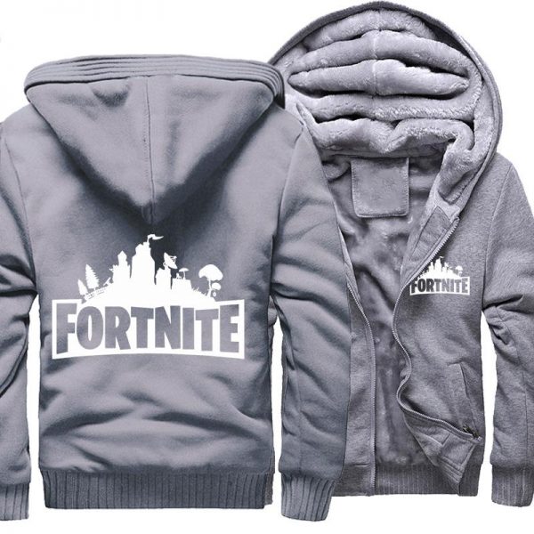 Fortnite Jackets - Solid Color Fortnite Series White Logo Icon Super Cool Fleece Jacket