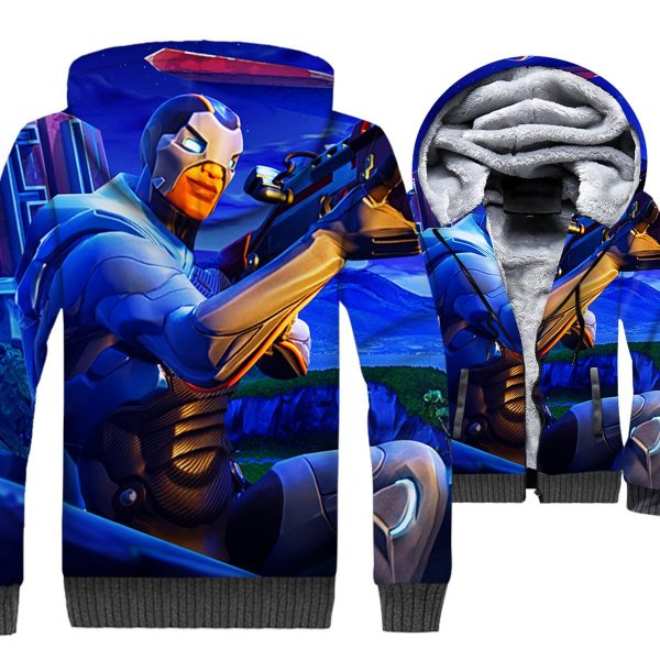 Fortnite Jackets - Solid Color Fortnite Special Forces Warrior Series Super Cool 3D Fleece Jacket