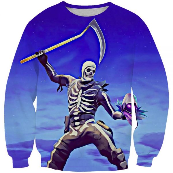 Fortnite Skull Trooper and Raven Hoodies - Pullover Blue Hoodie