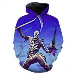 Fortnite Skull Trooper and Raven Hoodies - Pullover Blue Hoodie