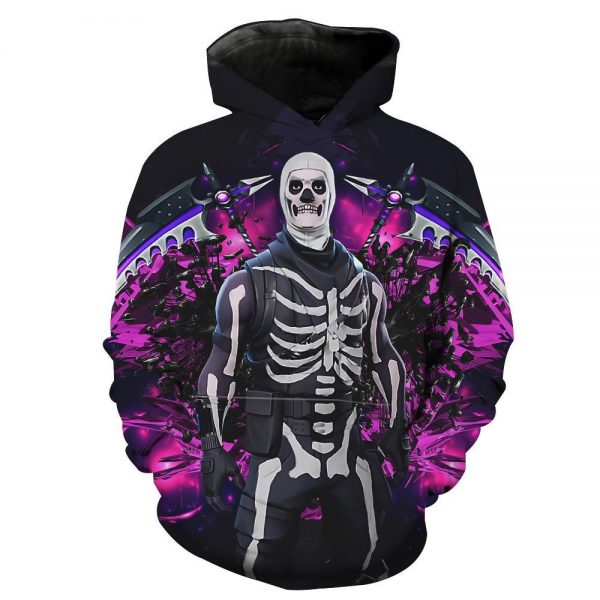 Fortnite Skull Trooper Skin Hoodies - Pullover Pueple Hoodie