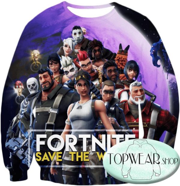 Fortnite Sweatshirts - Save the World All Heroes 3D Sweatshirt