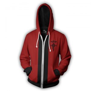 Fullmetal Alchemist Edward Elric Hoodies - Zip Up Red Hoodie Jacket