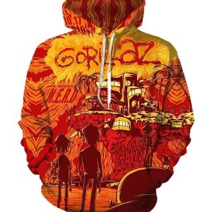 Funny Gozilla Hoodies - Pullover Red Hoodie