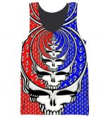 Funny Grateful Dead Hoodies - Zip Up  Red - Blue Skull 3D Hoodie