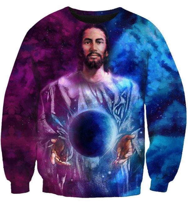 Funny Jesus Hoodies - Pullover God Control Blue-Purple Ball Hoodie