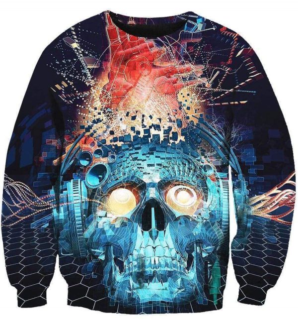 Funny Papa Roach Hoodies - Pullover The Blue Skull 3D Hoodie