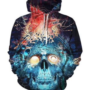 Funny Papa Roach Hoodies - Pullover The Blue Skull 3D Hoodie