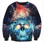 Funny Papa Roach Sweatshirts - The Blue Skull 3D Sweatshirt