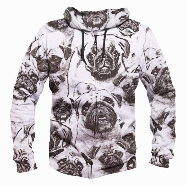 Funny Pug Hoodies - Pullover White Hoodie