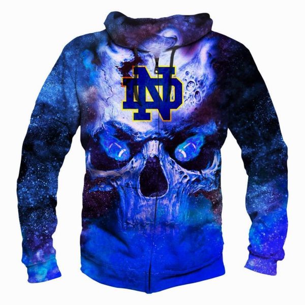 Funny Skull Notre Dame Irish Hoodies - Pullover Fighting Blue Hoodie