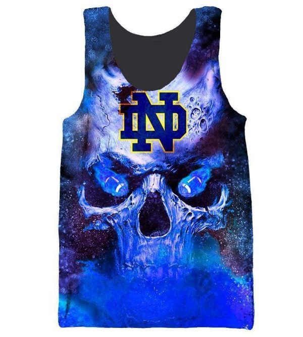 Funny Skull Notre Dame Irish Hoodies - Pullover Fighting Blue Hoodie