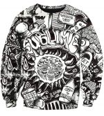 Funny Sublime Hoodies - Black And White The Sun Shines Zip Up Hoodie