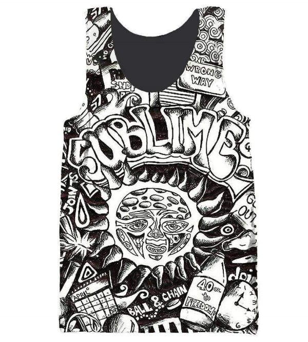 Funny Sublime Hoodies - Black And White The Sun Shines Zip Up Hoodie