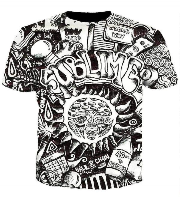 Funny Sublime Hoodies - Black And White The Sun Shines Zip Up Hoodie