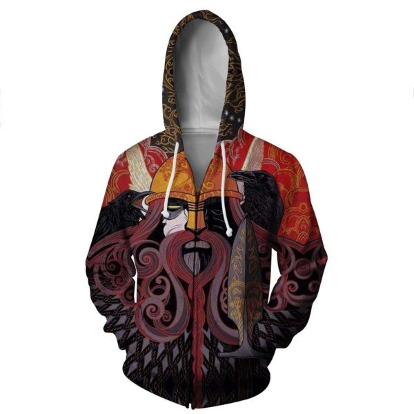 Funny Vikings Eye Hoodies - Pullover Red D Hoodie