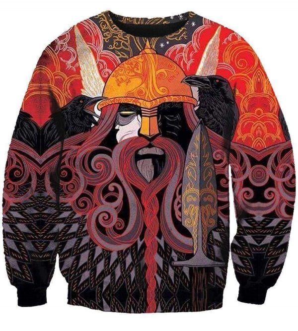 Funny Vikings Eye Hoodies - Pullover Red D Hoodie