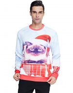 Funny Xmas Pullover Sweatshirt Unisex Cute Cat Gift Sweatshirt