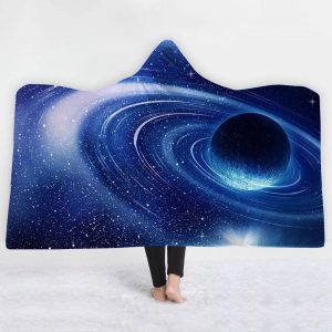 Galaxy Hooded Blanket - Planetary Vortex Blue Blanket